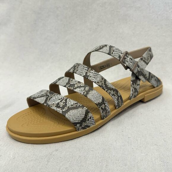 Crocs Tulum snakeskin print sandals women's  size 10 Rubber/Jelly - Picture 1 of 13
